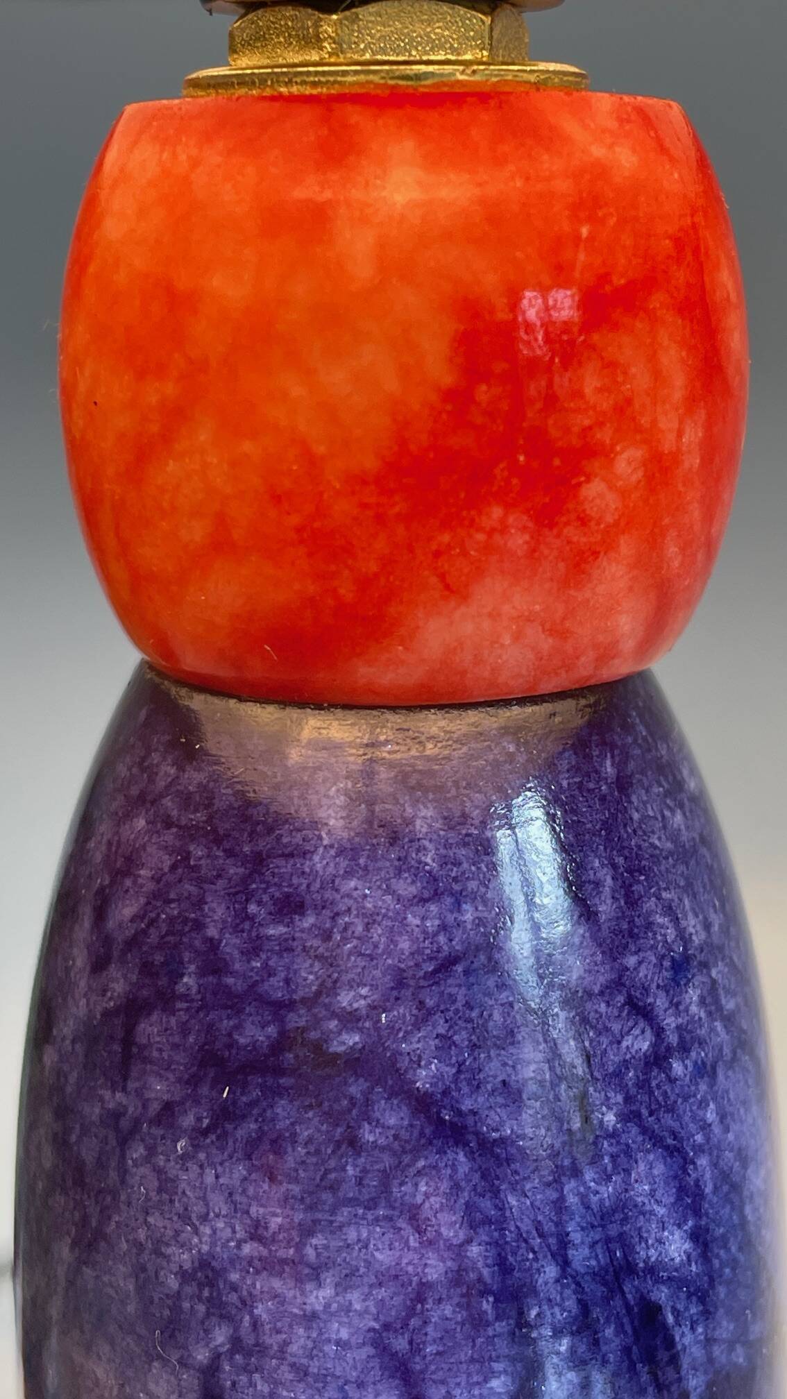 ALABASTER STONE LAMP Blue, Yellow and Red 80s