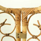 Vintage rattan room divider – ornate folding screen (1970s)