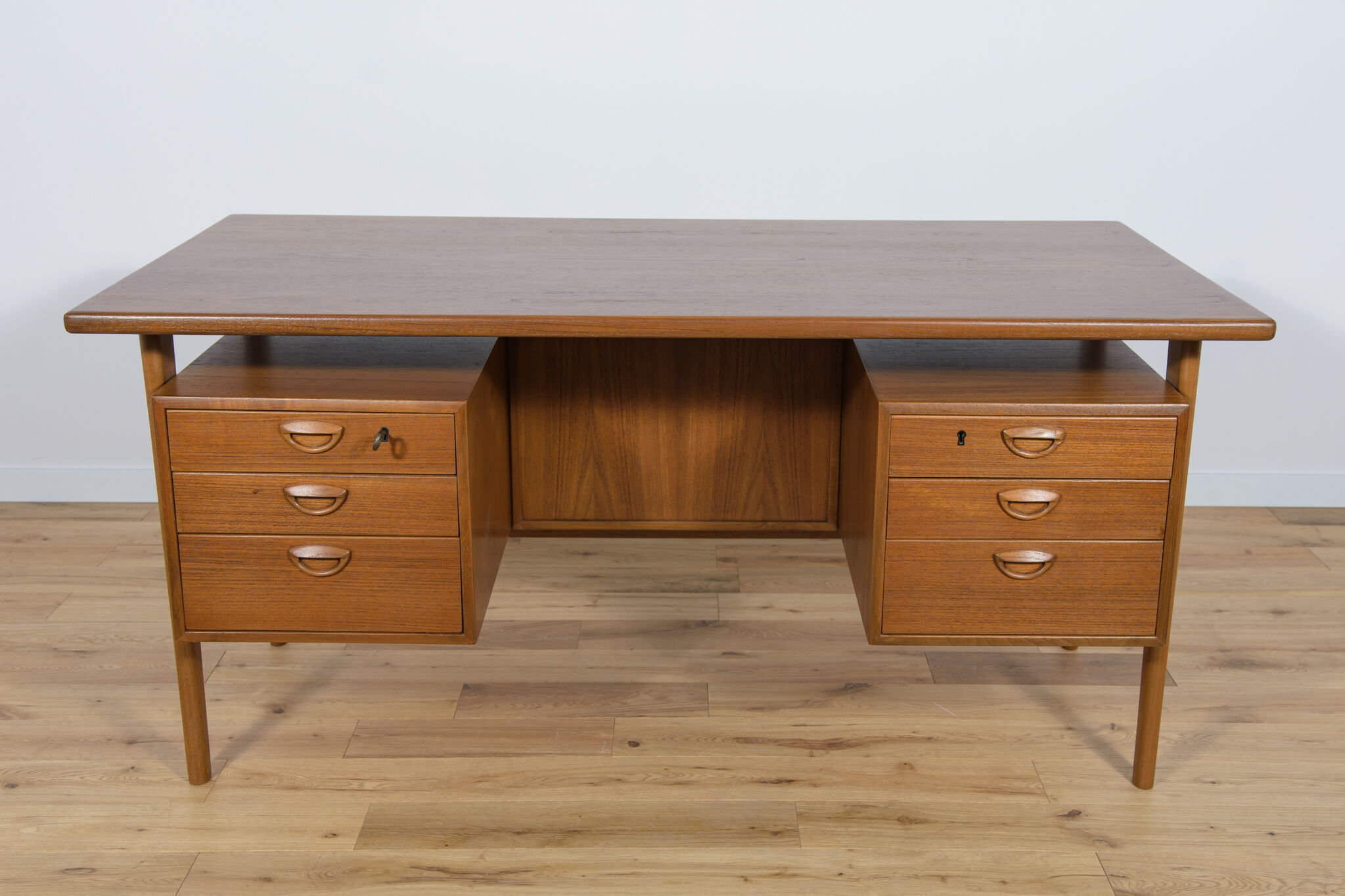 Mid-Century Danish Teak Desk by Kai Kristiansen for Feldballes Møbelfabrik, 1960s
