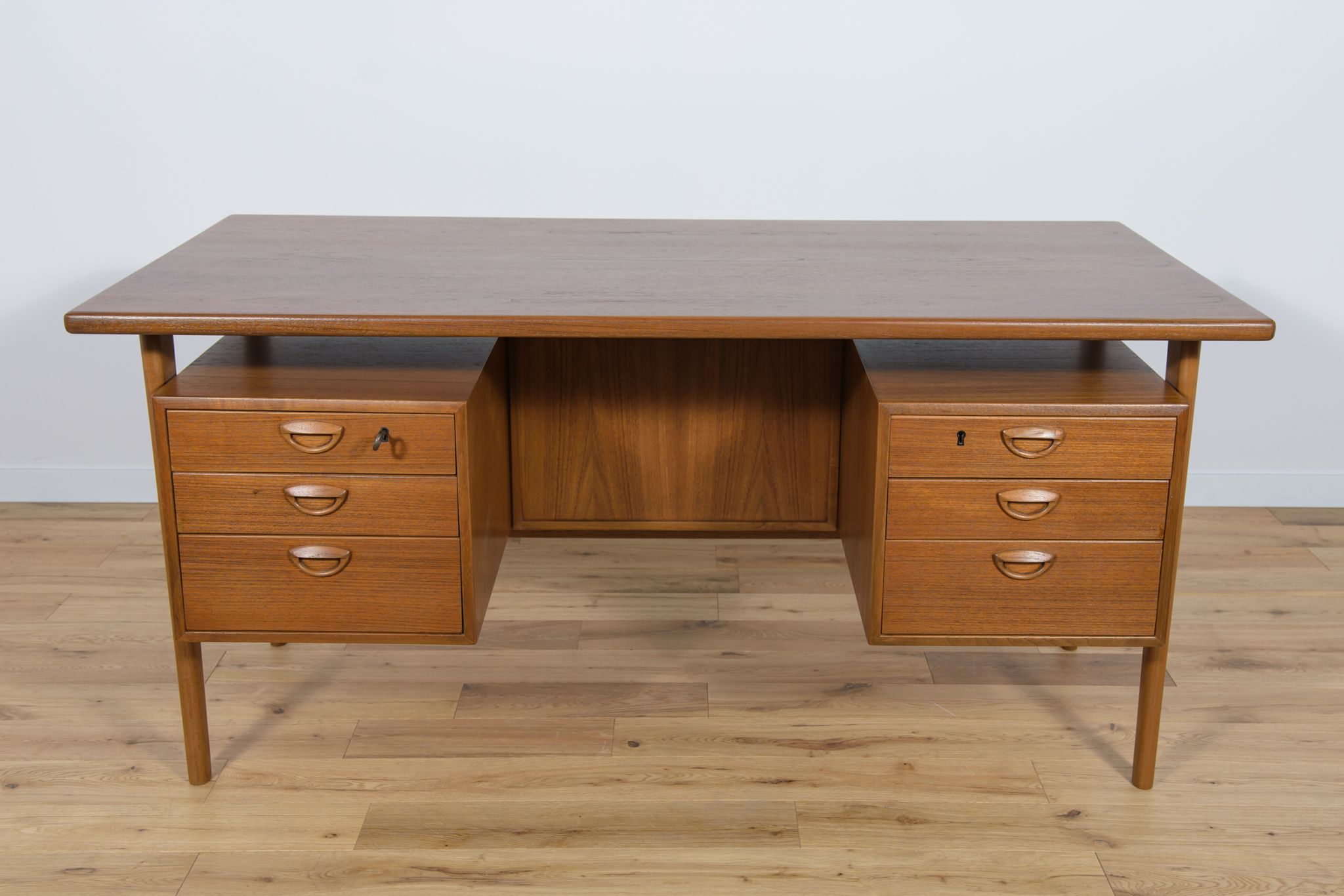 Mid-Century Danish Teak Desk by Kai Kristiansen for Feldballes Møbelfabrik, 1960s