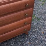 Commode en chêne pieds compas 4 tiroirs, 1950