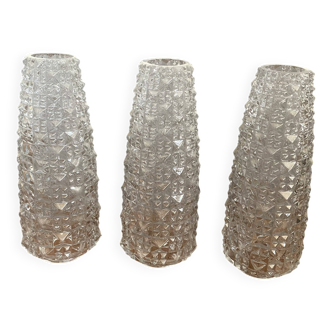 3 tulipes en verre pointe diamant 17,5 cm pour lustre