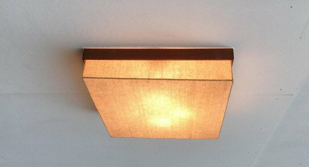Mid-Century Minimalist Cocoon Ceiling Lamp in Teak, 1960s