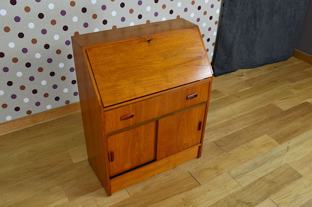 Secretary scandinavian teak gold vintage 1960