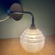 Vintage golden globe elbow wall light in pink and silver Clichy glass