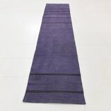 Purple Black Turkish Vintage Runner Rug, 74x346Cm