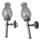 Paire d'appliques chromées