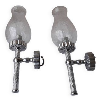 Paire d'appliques chromées