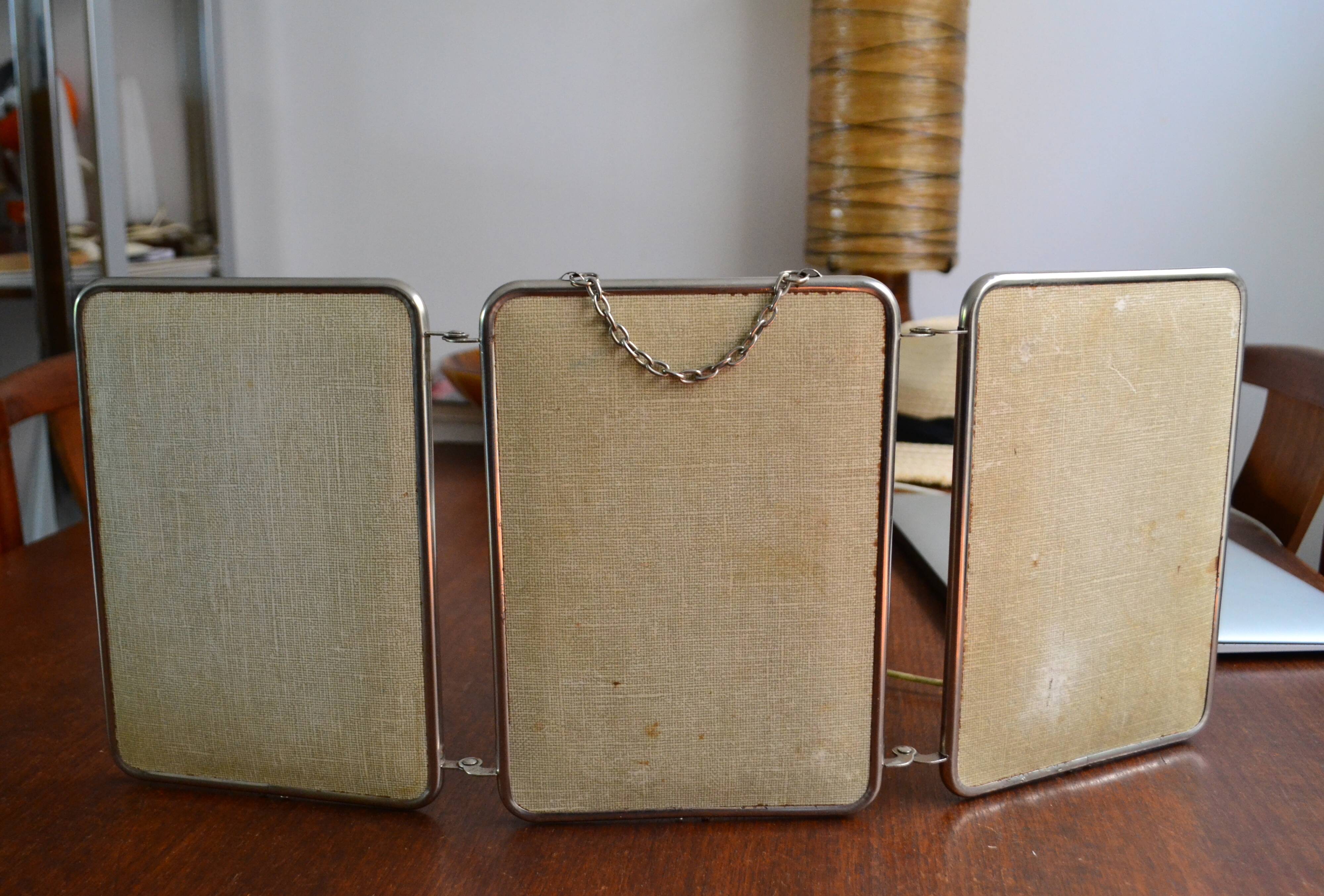 Miroir de barbier triptyque années 50/60