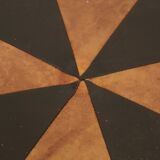 Round Vintage Brown Pouf Two-Tone Skai Leather Sixties