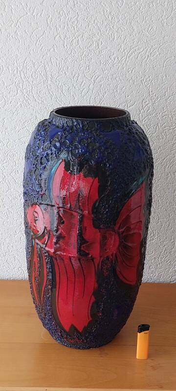 Fat Lava 'Fire Fish'Floor vase by Scheurich, 1970's