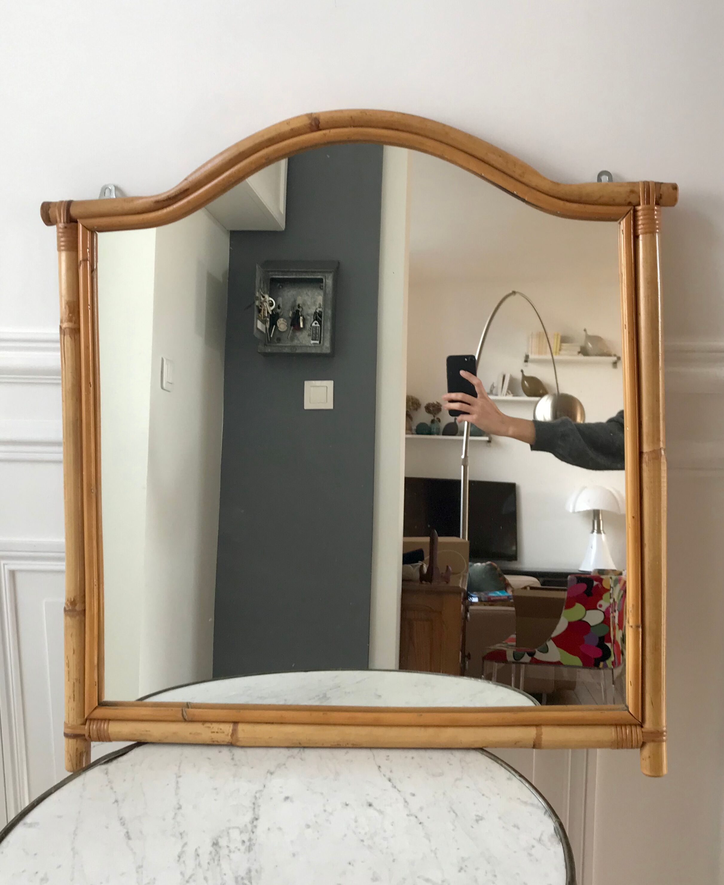 Rattan & bamboo mirror 50s