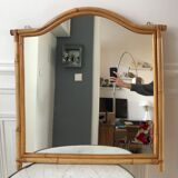 Rattan & bamboo mirror 50s