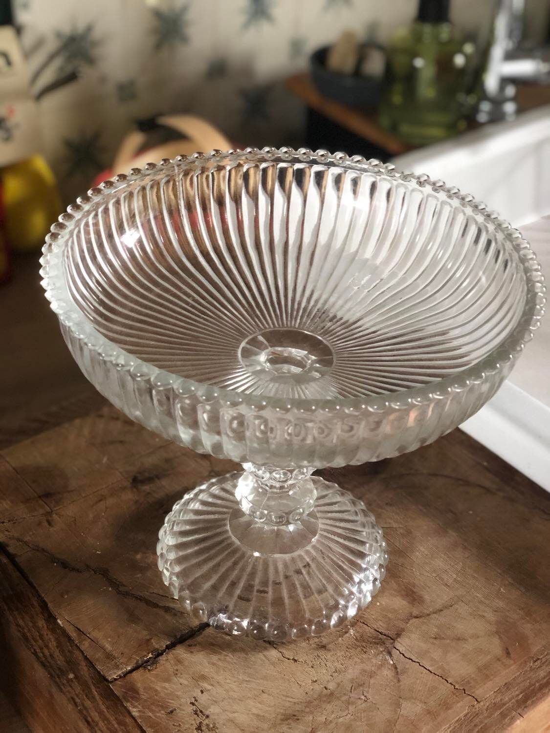 Vintage molded glass stand cup