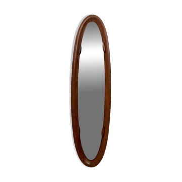 Oval Wall Mirror with a Beech Frame, Italy