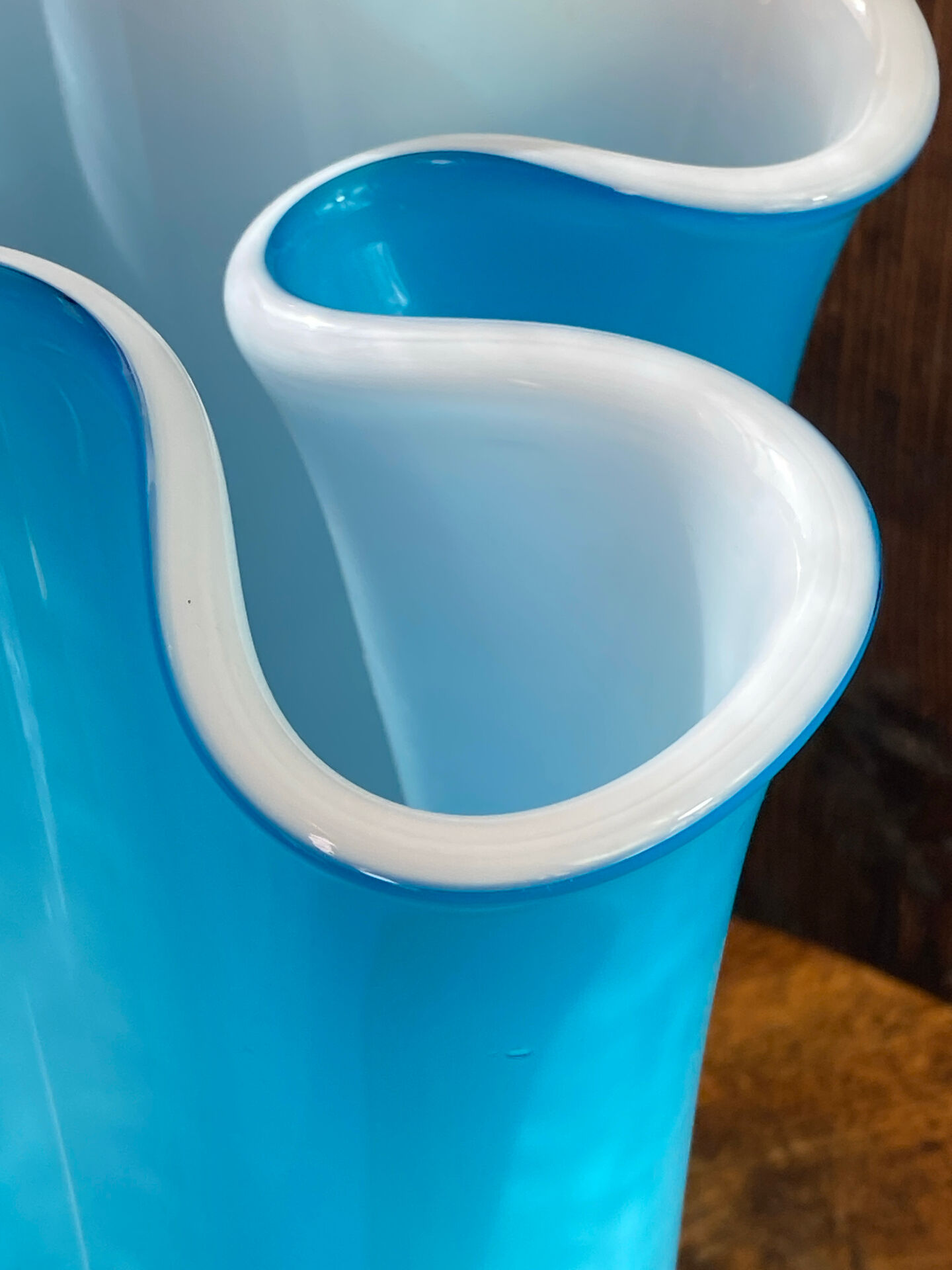 Large multi-layer glass handkerchief vase