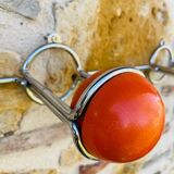 Space Age Chrome and Wood Wall Coat Rack 1970s