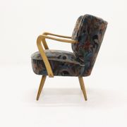 Set of 2 cocktail armchairs with floral upholstery 1950s