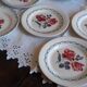 6 flat plates and a round dish digoin sarreguemines Marinette Cannes