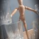 Set 6 sky glasses and square carafe