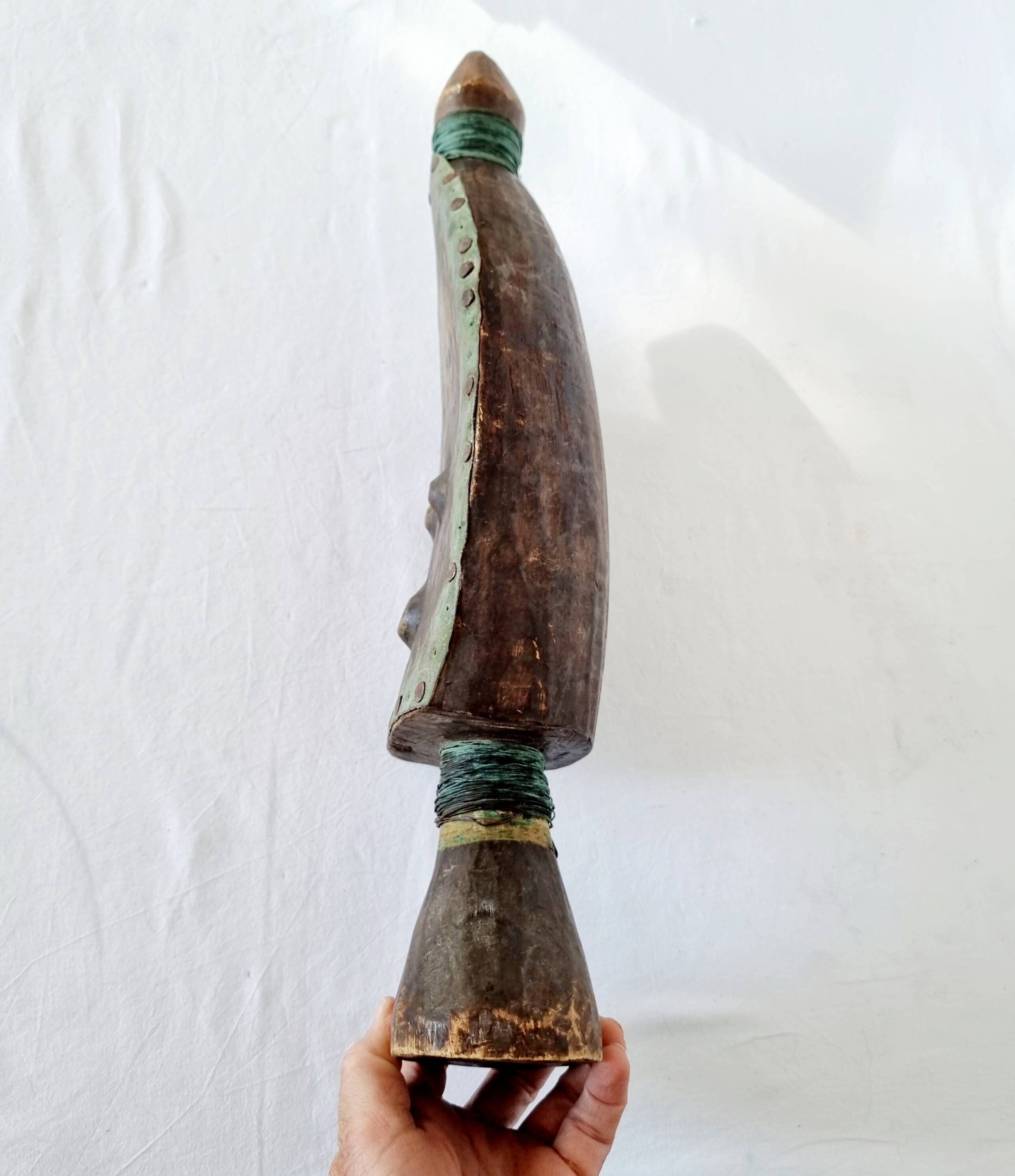 Strange and rare African Massai art sculpture in Kenya in solid wood and brass
