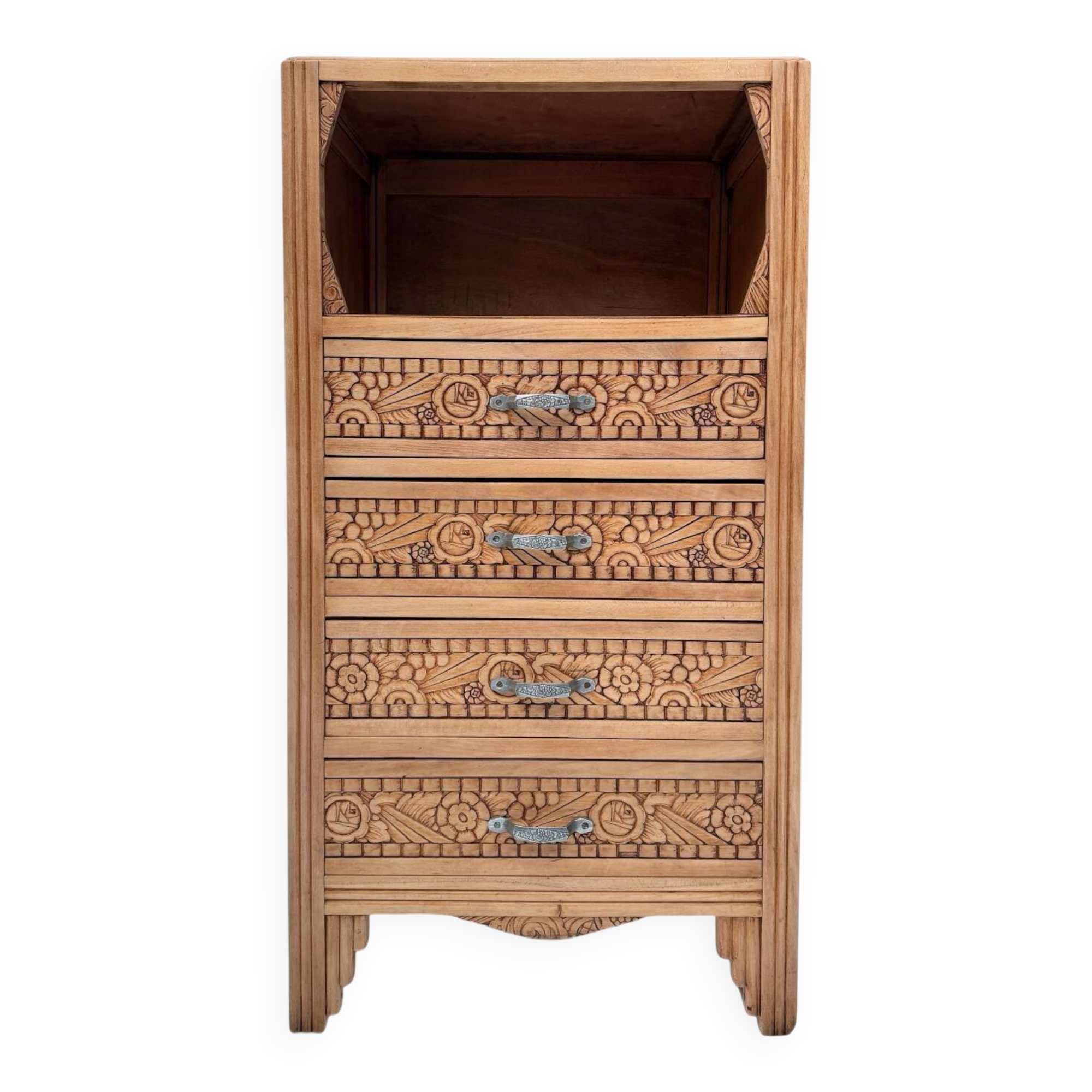 Commode haute art déco bois brut 1930