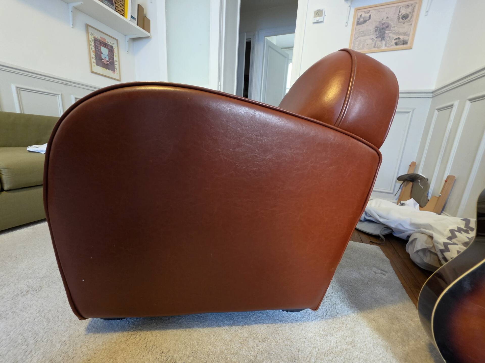 Cognac leather club armchair