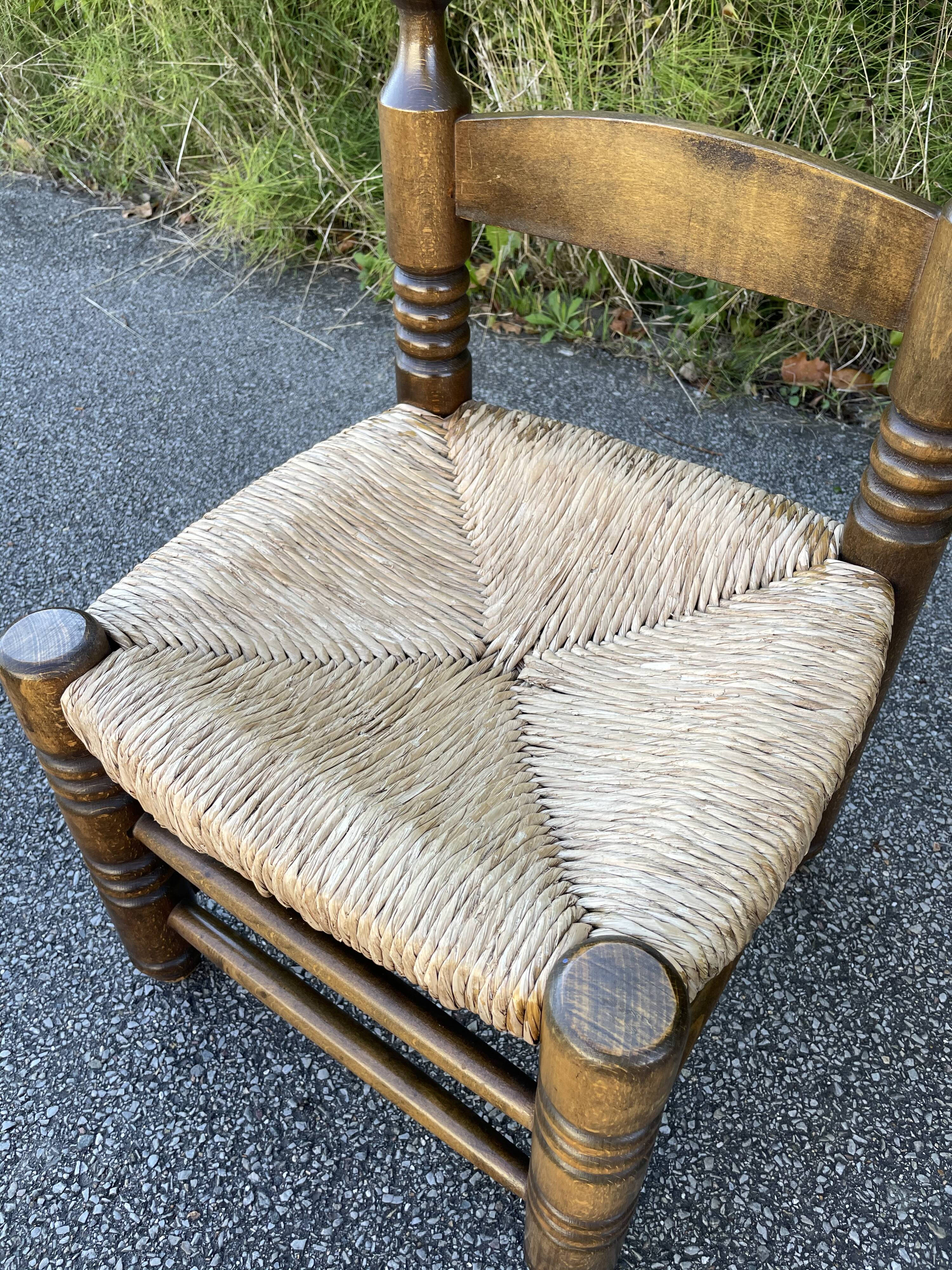 Small wooden and straw chair