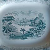 large 19th century earthenware dish and plates with Chinese decor