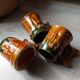 3 polychrome ceramic beer mugs with Fat Lava effect