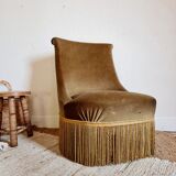Bronze green velvet toad armchair
