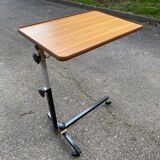 Foldable and adjustable serving trolley in wood and black steel