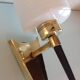 Brass and opaline wall lamp white / vintage 60s-70s
