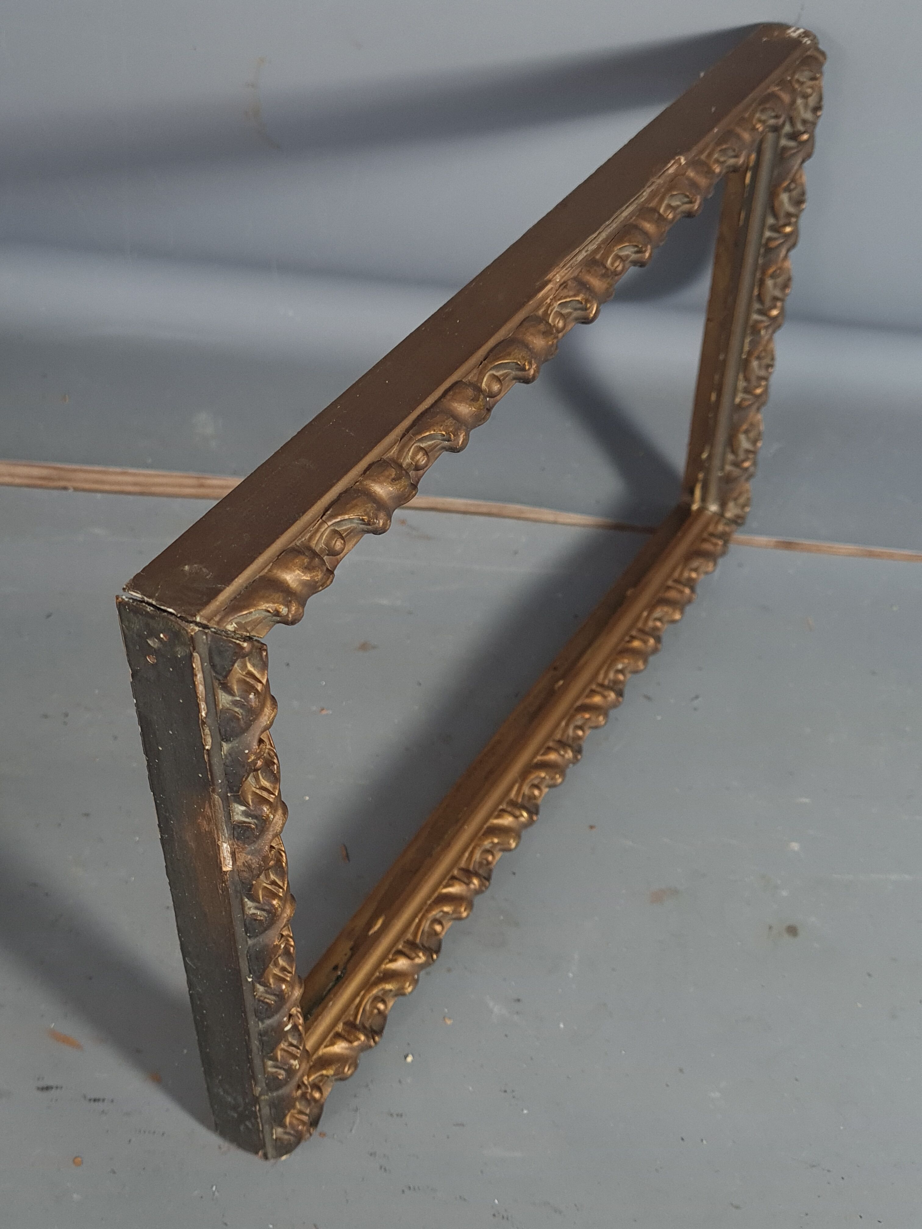 Old frame wood stucco gilded, original 36x22 cm, foliage 32x18 cm