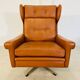 Vintage Danish retro mid-century Svend Skipper cognac leather chair 60s