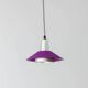 Metal retro pendant – postmodern Memphis style from the 1980s, purple, silver, green, striped cable, Pop Art interior, vintage light fixture