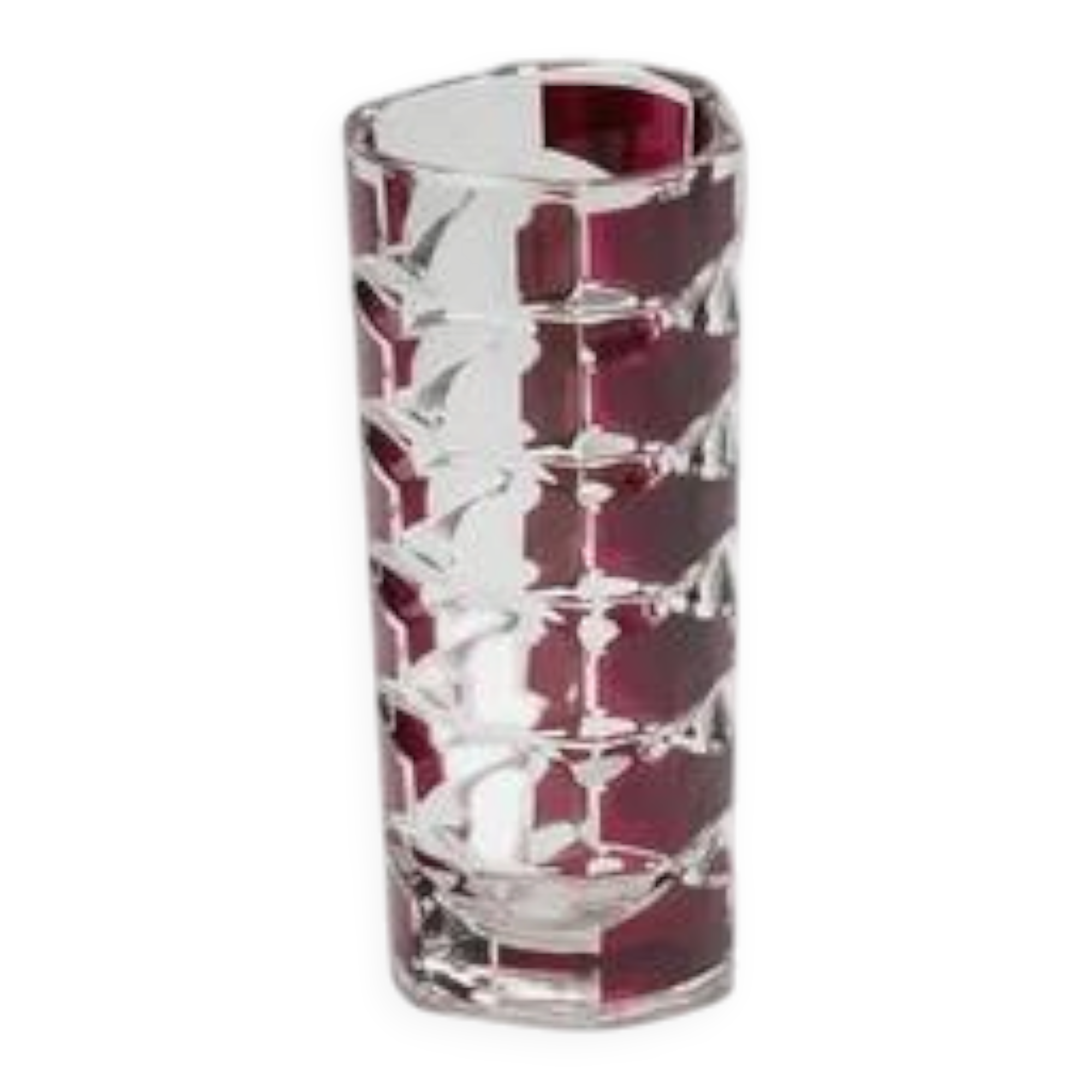 Vase en verre épais rubis style art déco