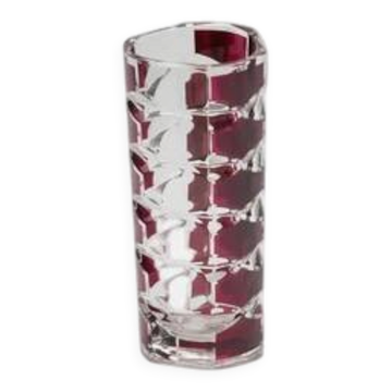Vase en verre épais rubis style art déco