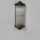 Vintage wall sconce, copper and glass, France, 1940