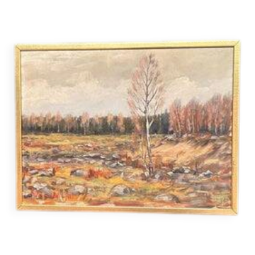 Original Swedish Oil on Panel – “Landscape” – Signed – Vintage & Framed