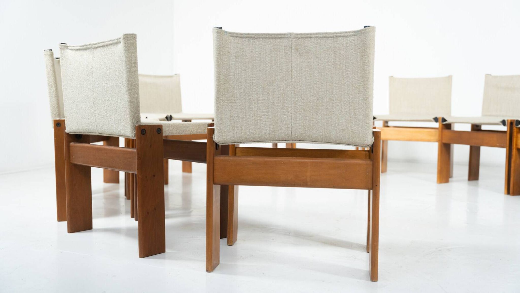Set of 12 Monk dining chairs by Afra & Tobia Scarpa for Molteni, 1970s.
