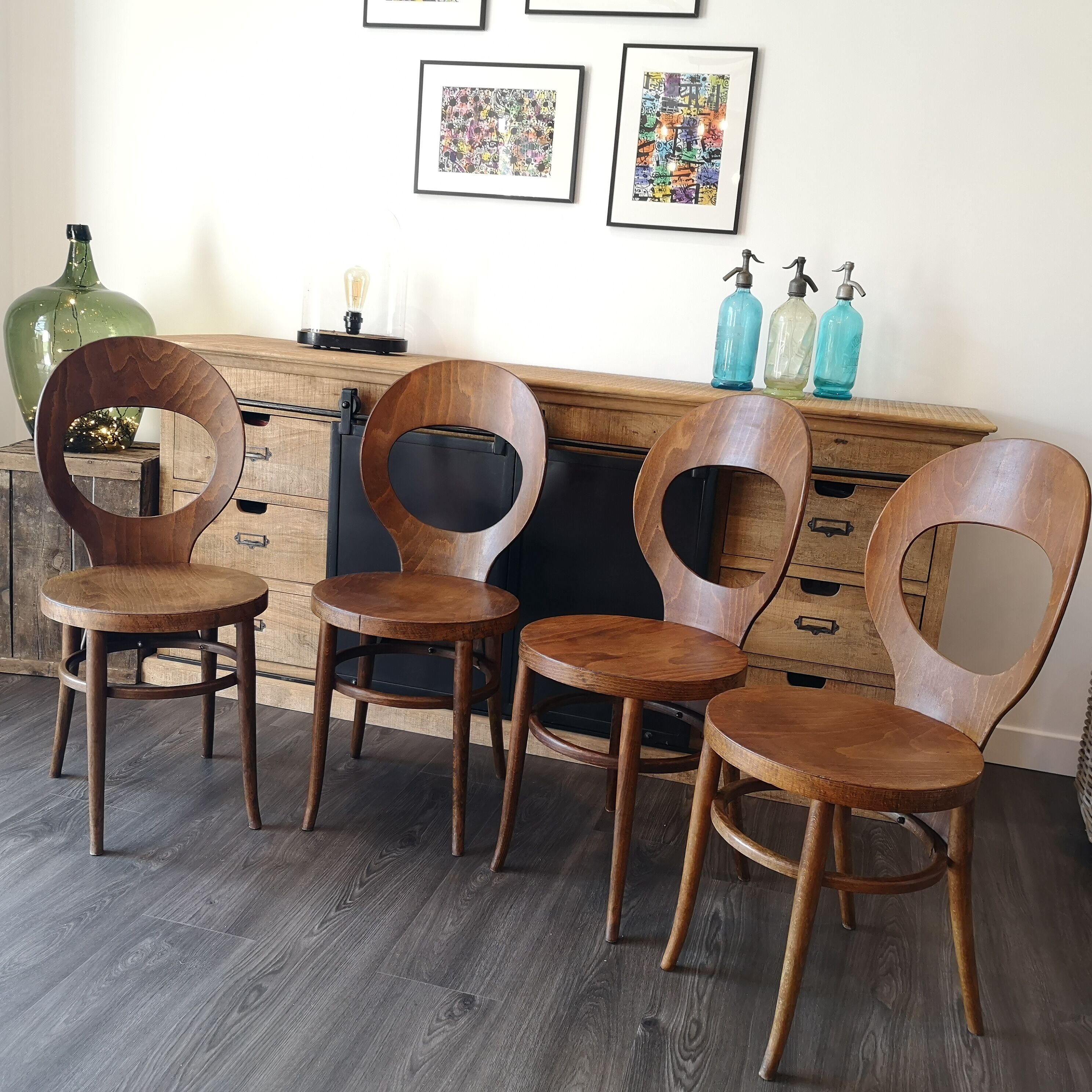 Série de 4 chaises bistrot Baumann mouette