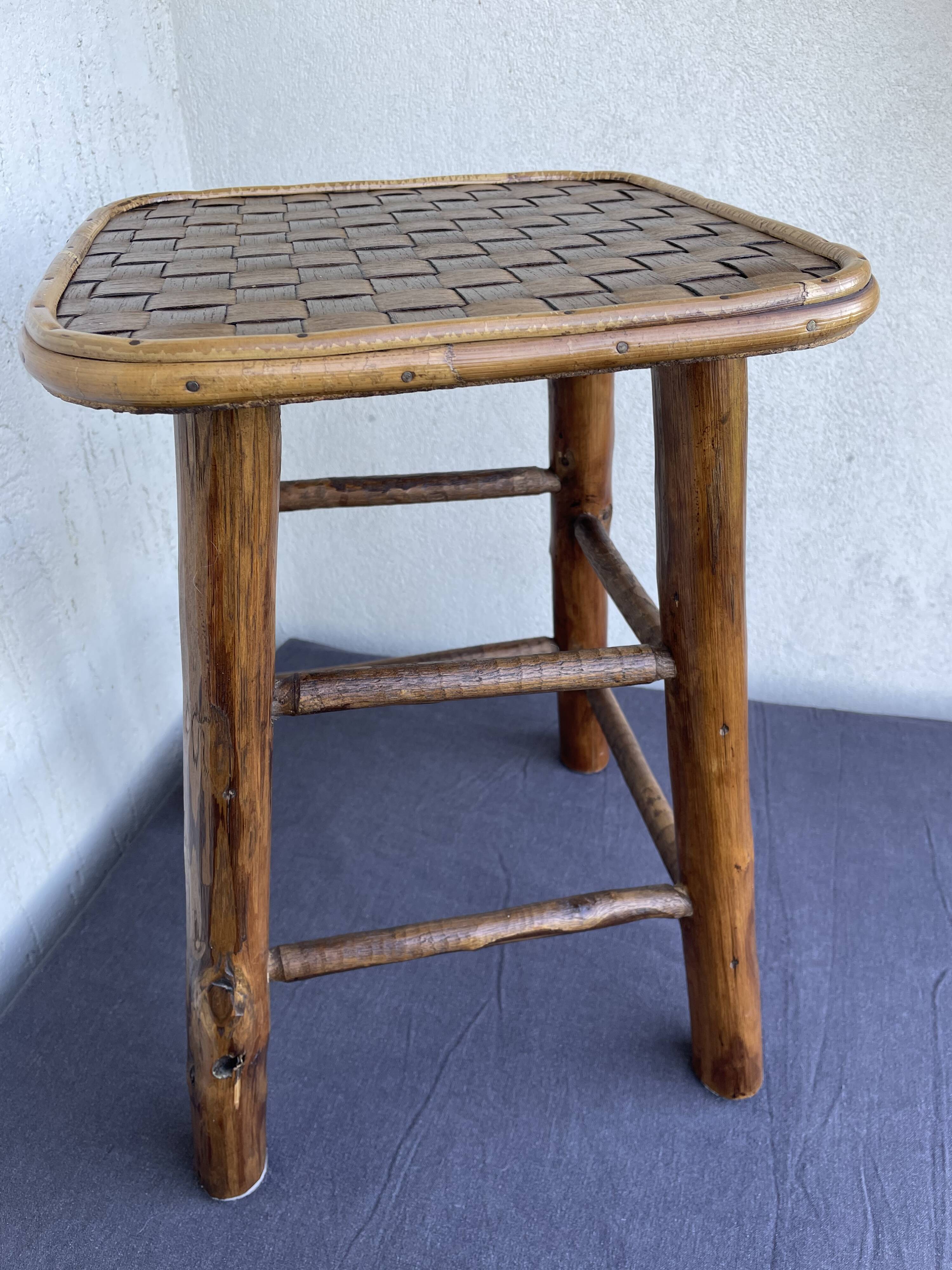 Chestnut and bamboo stool