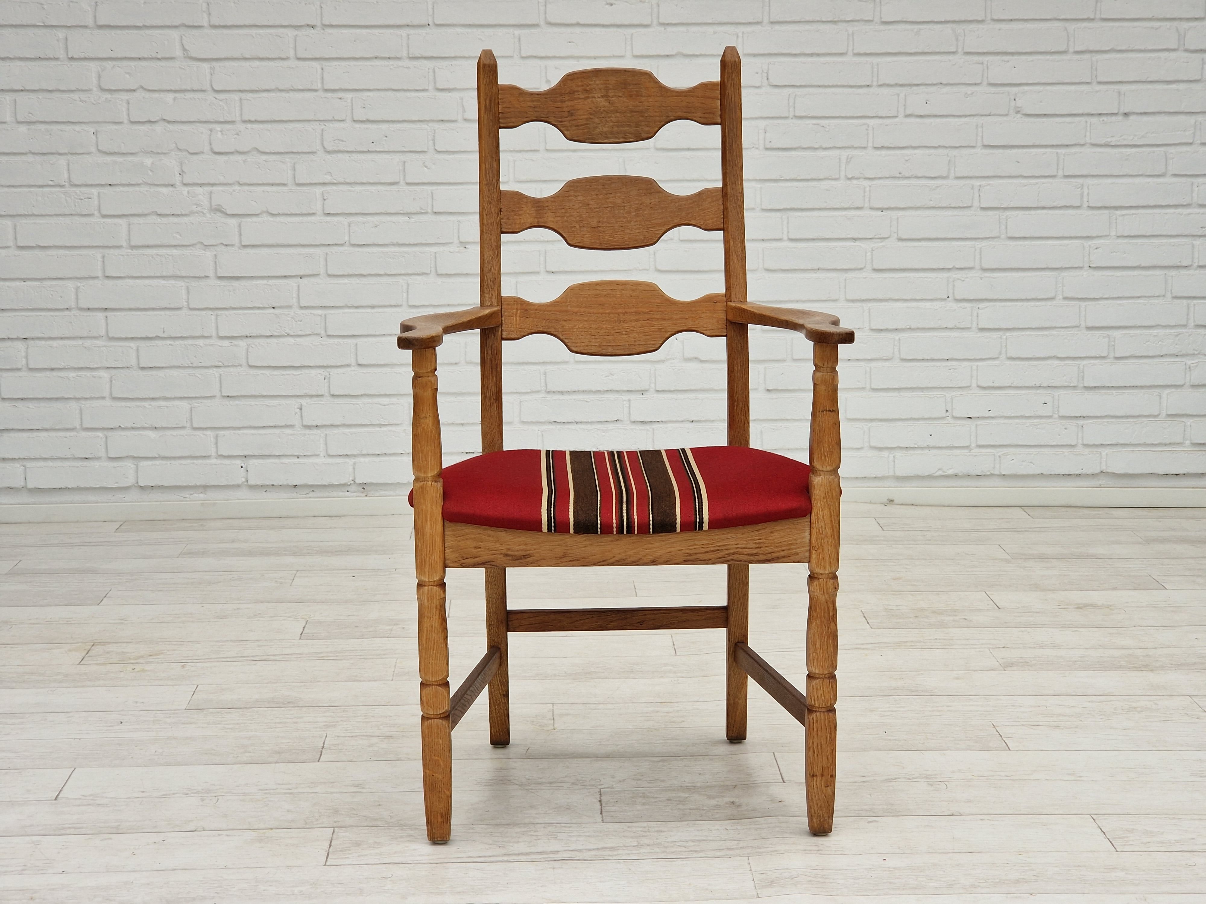 1960s, Danish design, armchair, oak wood, furniture wool.