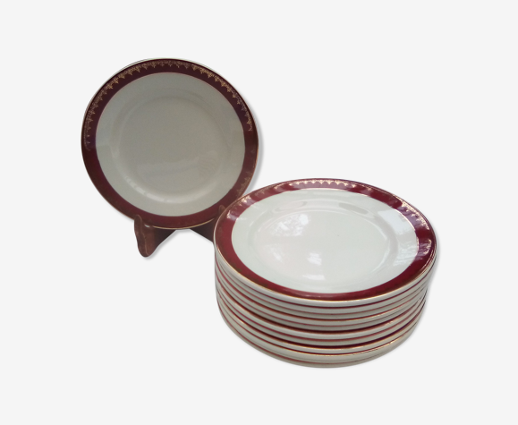 12 assiettes à dessert Rubis / Digoin