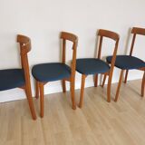Set of 4 Calligaris Dining Chairs: Mid-Century Italian Design, Blue Fabric