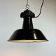Industrial Black Enamel Factory Lamp with Cast Iron Top, 1960s