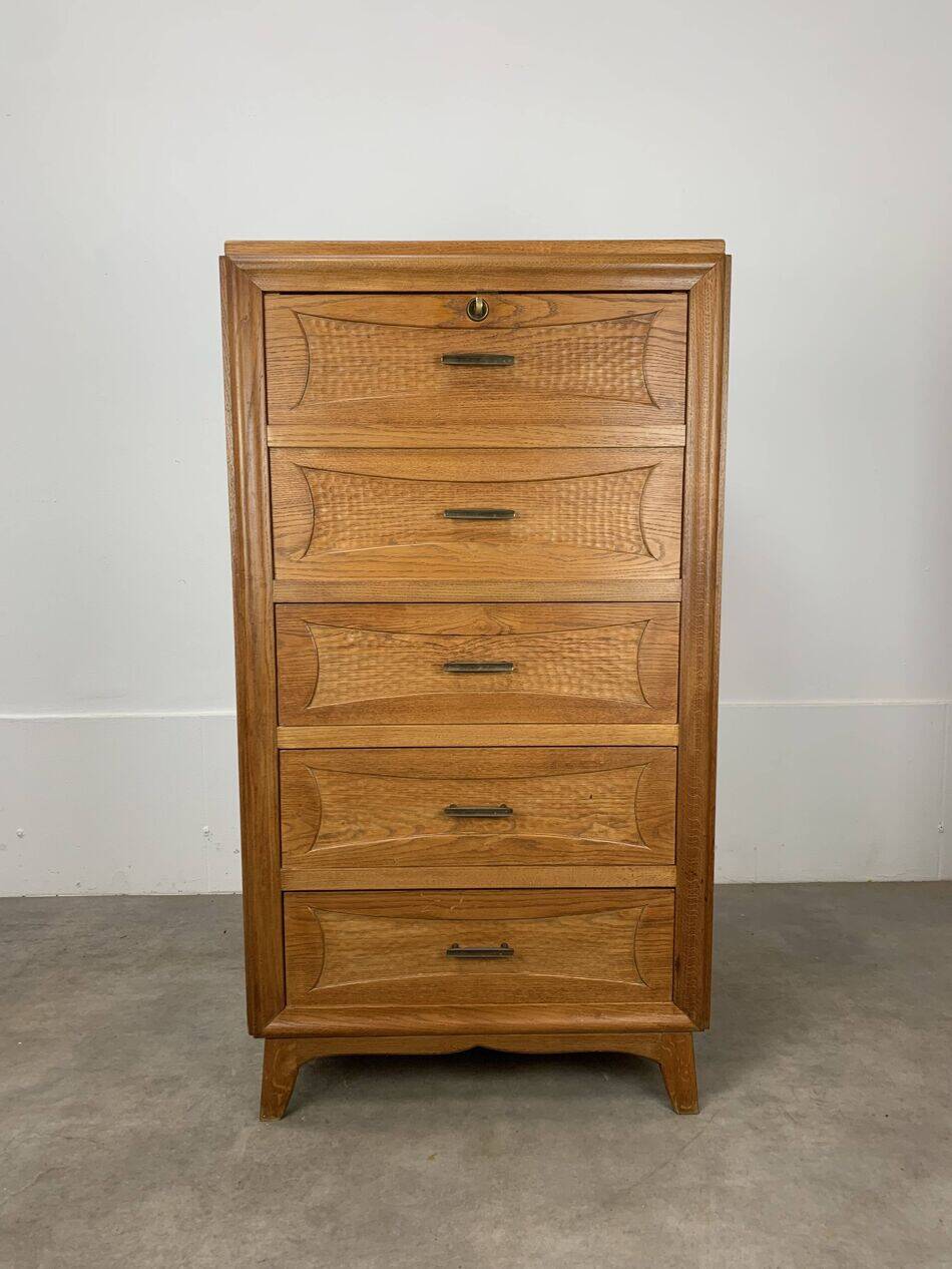 Secrétaire, bureau, commode en chêne, années 50