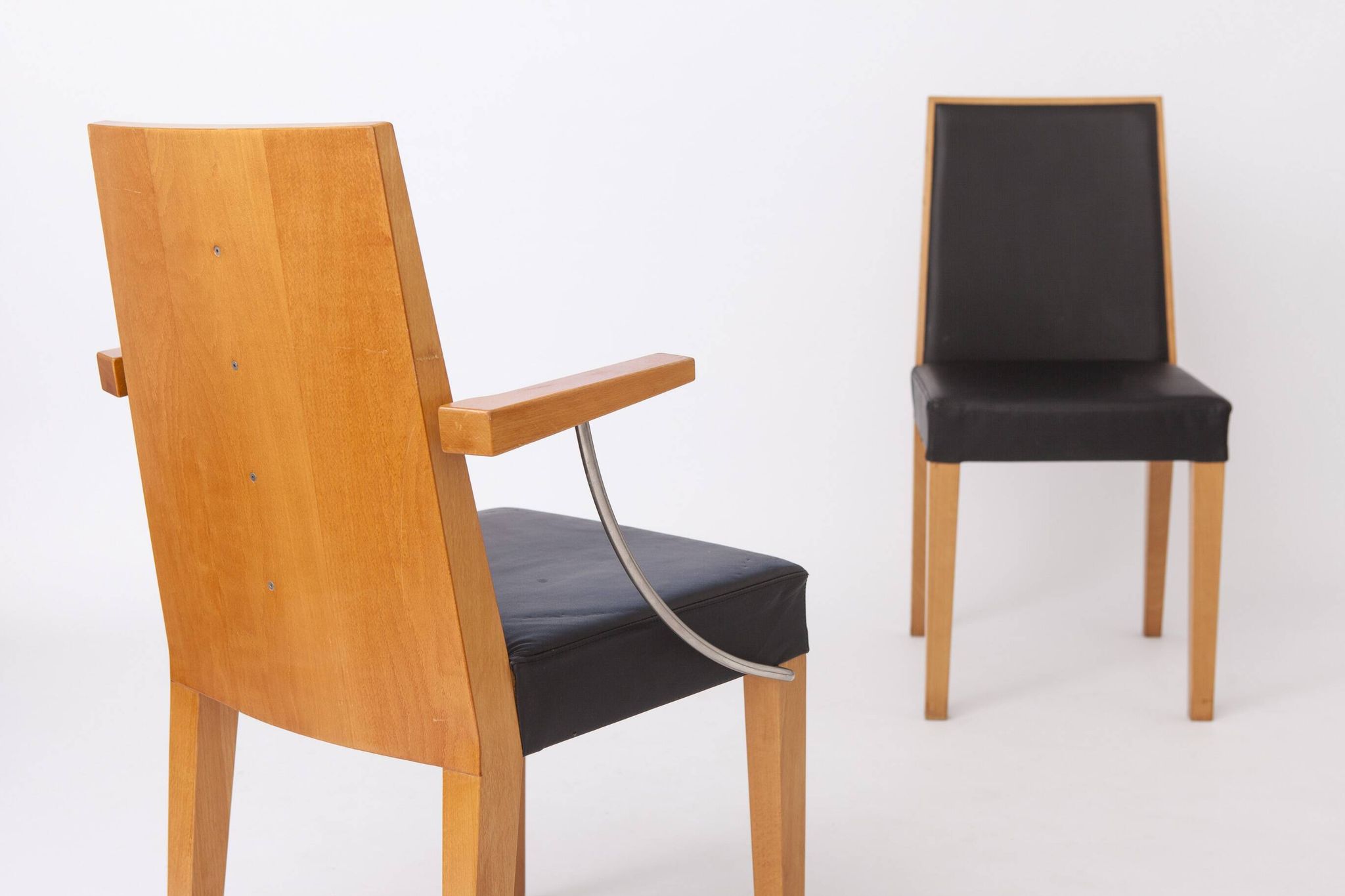 Set of 2 Inno Interior Oak Chairs, Armchair & Side Chair, Finnish 1990s