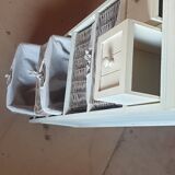 chiffonier, linen chest of drawers made of wood, wicker and fabric
